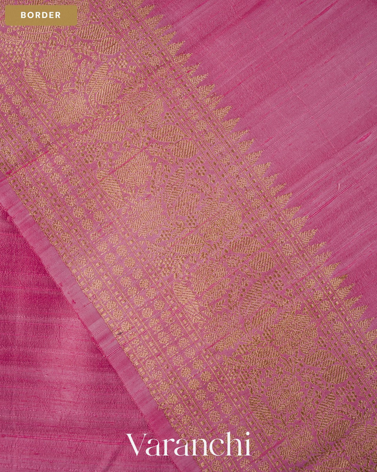 Baby Pink Pure Raw Silk Handloom Saree — Border
