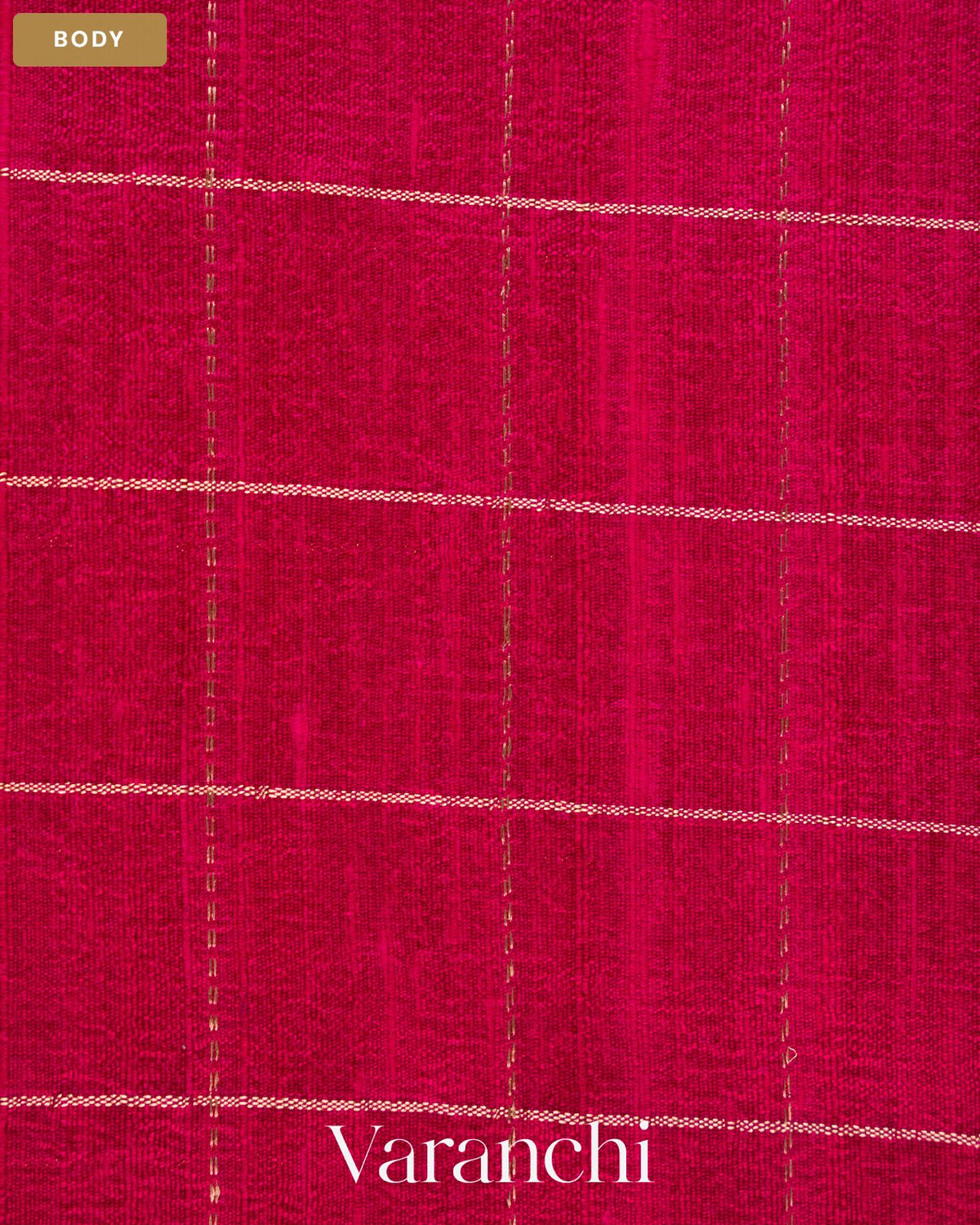 Rani Pink Checkered Pure Raw Silk Handloom Saree — Body