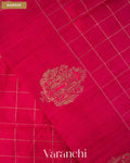 Rani Pink Checkered Pure Raw Silk Handloom Saree — Border