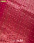 Rani Pink Checkered Pure Raw Silk Handloom Saree — Pallu