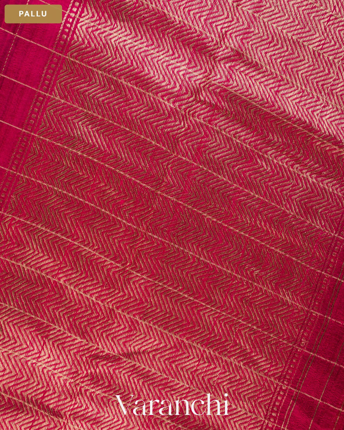 Rani Pink Checkered Pure Raw Silk Handloom Saree — Pallu