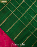 Rani Pink Checkered Pure Raw Silk Handloom Saree — Blouse