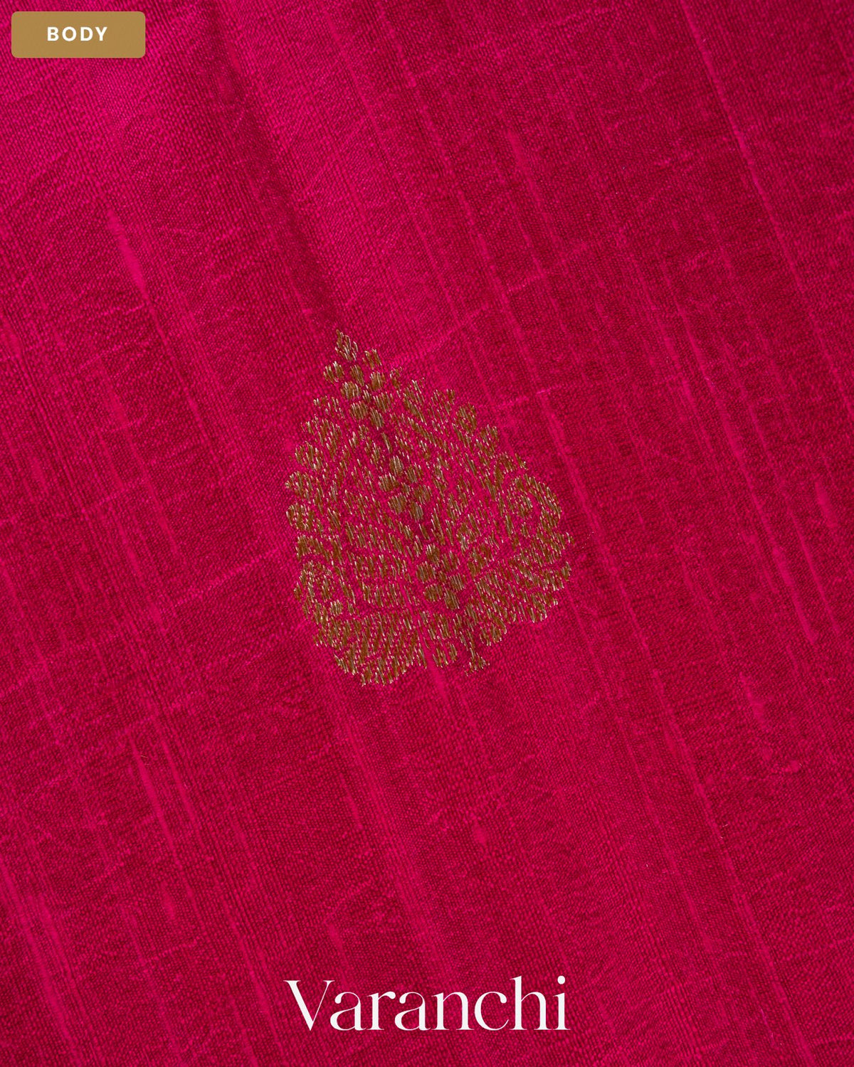 Rani Pink Pure Raw Silk Handloom Saree — Body