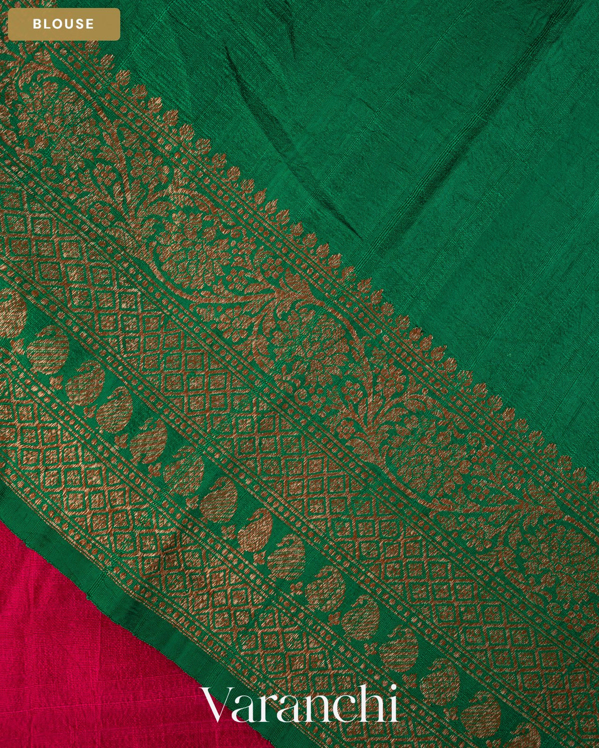 Rani Pink Pure Raw Silk Handloom Saree — Blouse