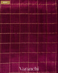 Burgundy Checkered Pure Raw Silk Handloom Saree — Body