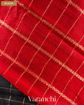 Black Checkered Pure Raw Silk Handloom Saree — Blouse