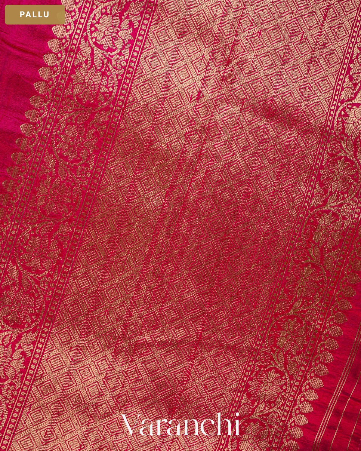 Magenta Pink Pure Raw Silk Handloom Saree — Pallu