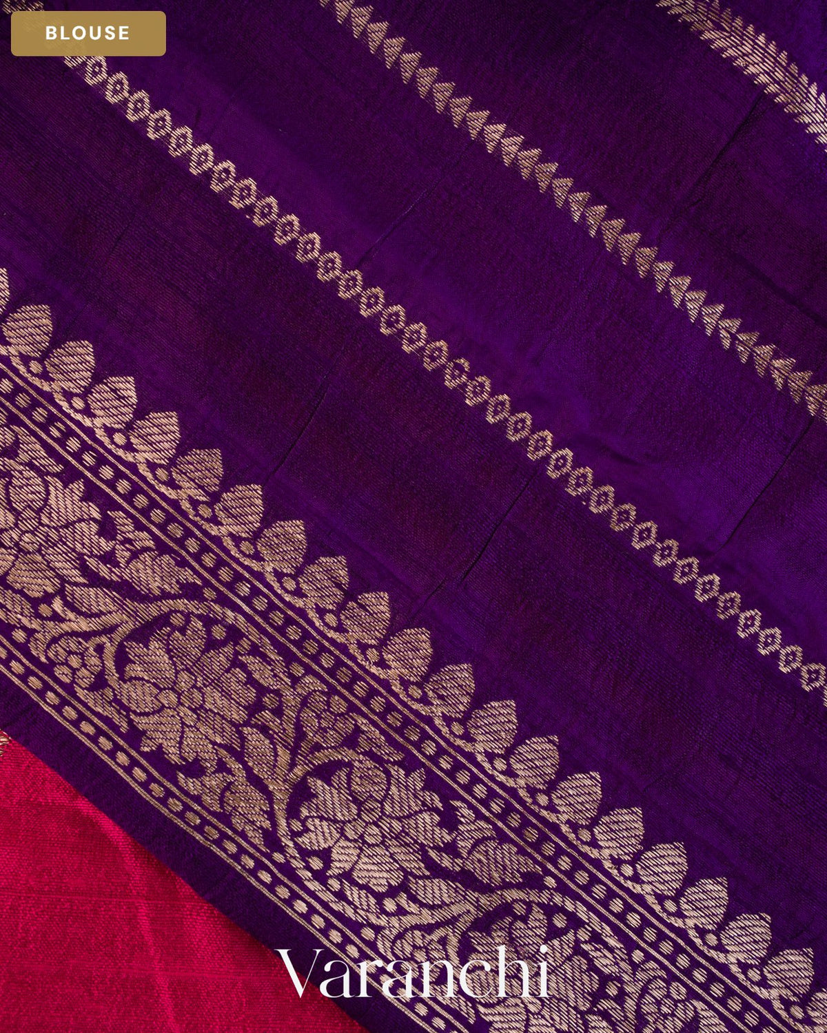 Magenta Pink Pure Raw Silk Handloom Saree — Blouse
