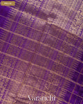 Deep Violet Checkered Pure Raw Silk Handloom Saree — Pallu