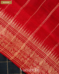 Black Checkered Pure Raw Silk Handloom Saree — Blouse