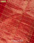 Crimson Red Checkered Pure Raw Silk Handloom Saree — Pallu