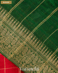 Crimson Red Checkered Pure Raw Silk Handloom Saree — Blouse