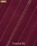 Burgundy Striped Pure Raw Silk Handloom Saree — Body