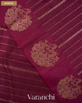 Burgundy Striped Pure Raw Silk Handloom Saree — Border
