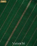 Bottle Green Striped Pure Raw Silk Handloom Saree — Body