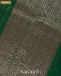 Bottle Green Striped Pure Raw Silk Handloom Saree — Pallu