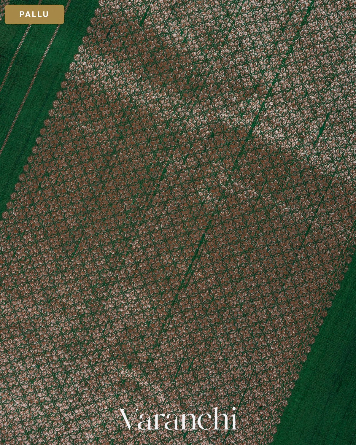 Bottle Green Striped Pure Raw Silk Handloom Saree — Pallu