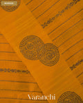 Turmeric Yellow Striped Pure Raw Silk Handloom Saree — Border