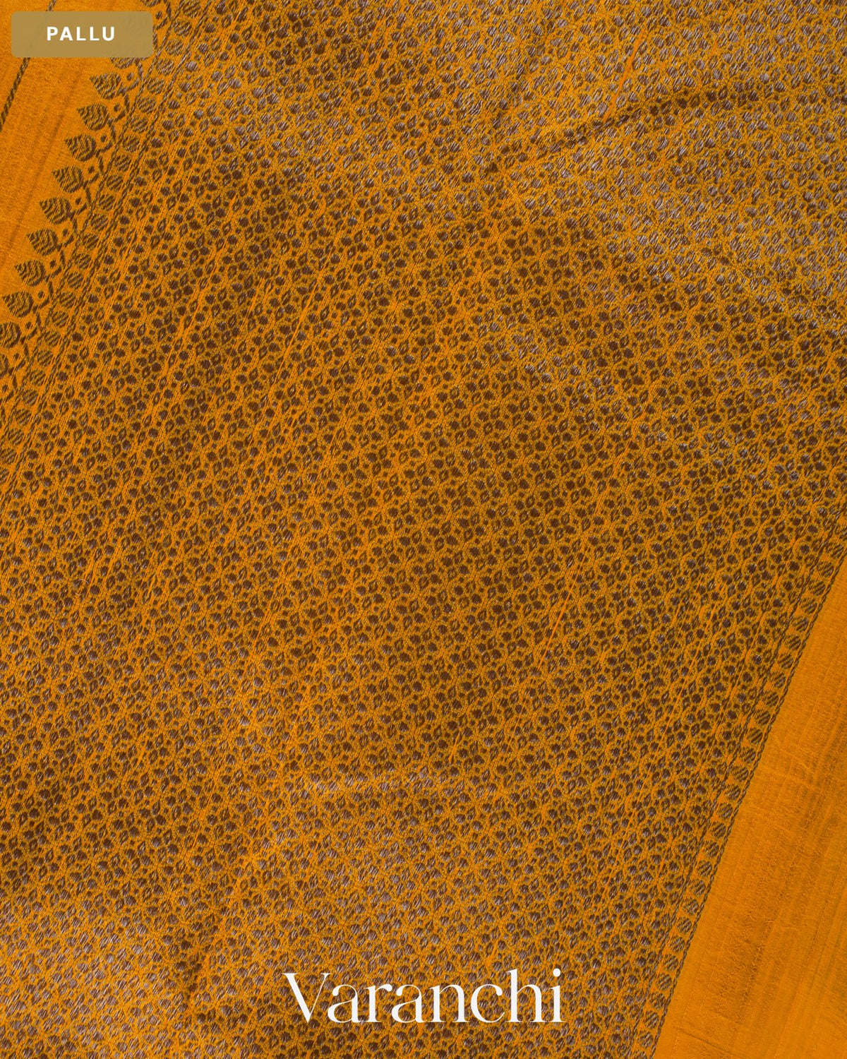 Turmeric Yellow Striped Pure Raw Silk Handloom Saree — Pallu