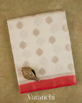 Ivory Pure Chiniya Silk Saree — Folded