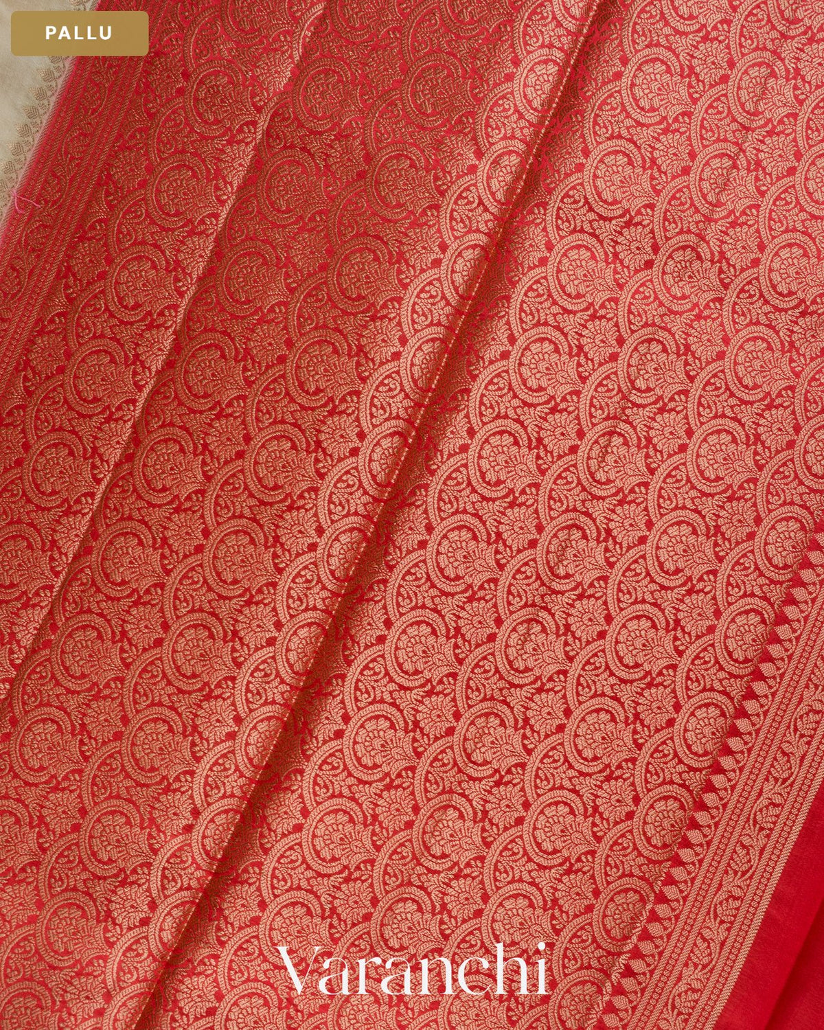 Ivory Pure Chiniya Silk Saree — Pallu