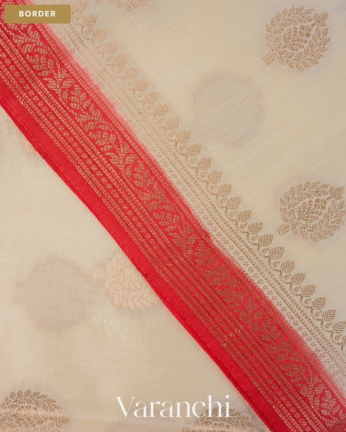 Ivory Pure Chiniya Silk Saree — Border