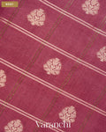 Mauve Pink Checkered Pure Chiniya Silk Saree — Body