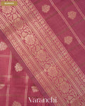 Mauve Pink Checkered Pure Chiniya Silk Saree — Border