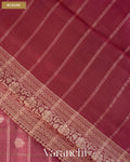 Mauve Pink Checkered Pure Chiniya Silk Saree — Blouse