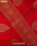 Chilly Red Pure Chiniya Silk Saree — Border
