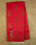 Chilly Red Pure Chiniya Silk Saree — Full Saree