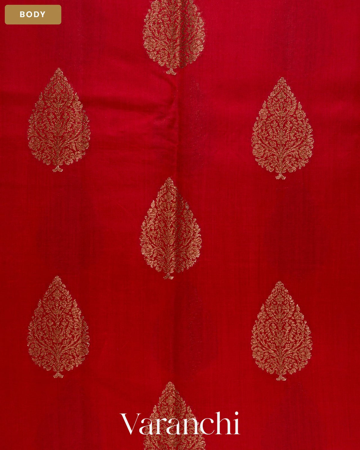 Chilly Red Pure Chiniya Silk Saree — Body