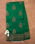 Bottle Green Pure Chiniya Silk Saree — Full Saree