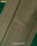 Bottle Green Pure Chiniya Silk Saree — Pallu