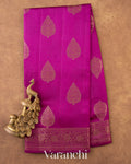 Purple Magenta Pure Chiniya Silk Saree — Full Saree