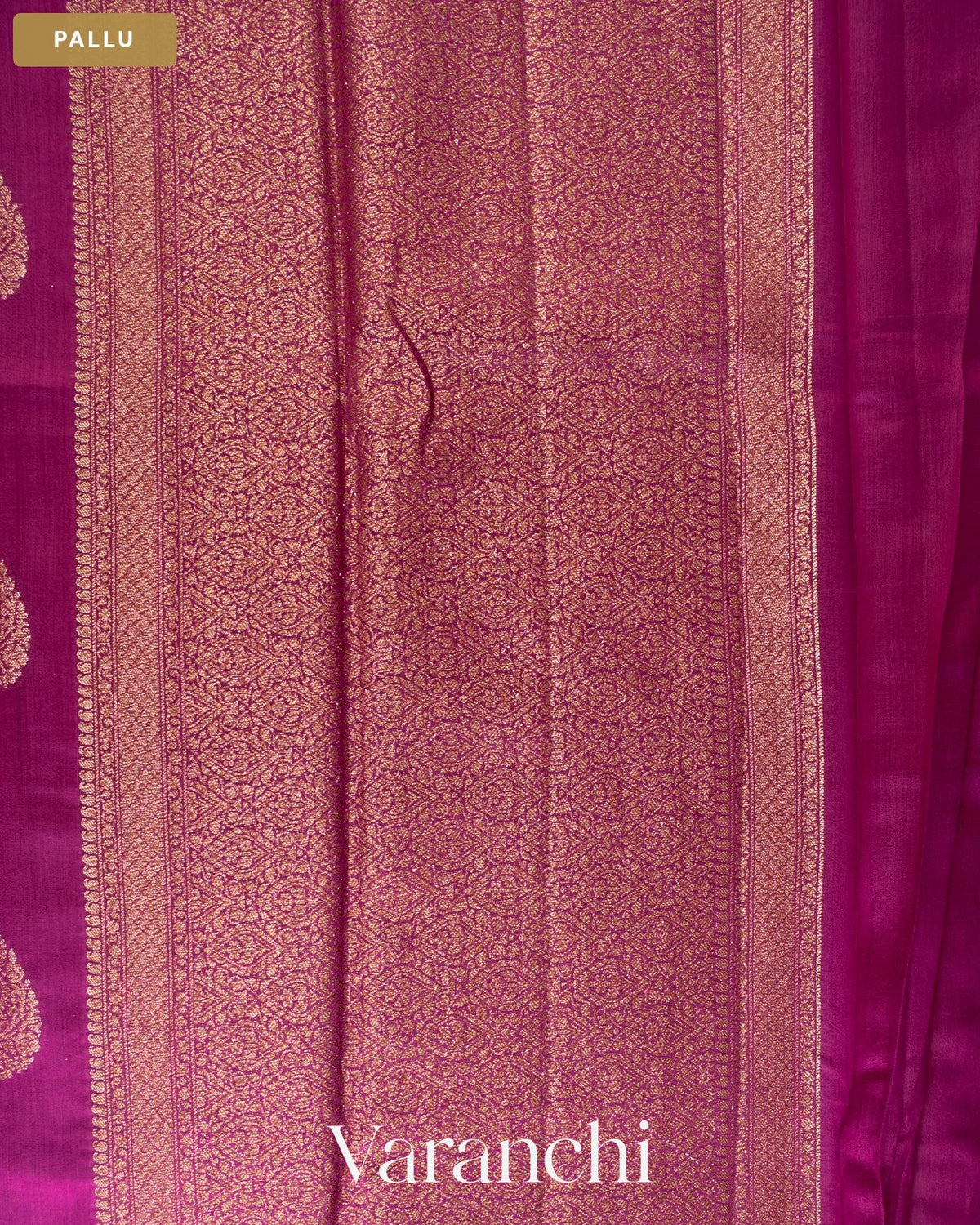 Purple Magenta Pure Chiniya Silk Saree — Pallu