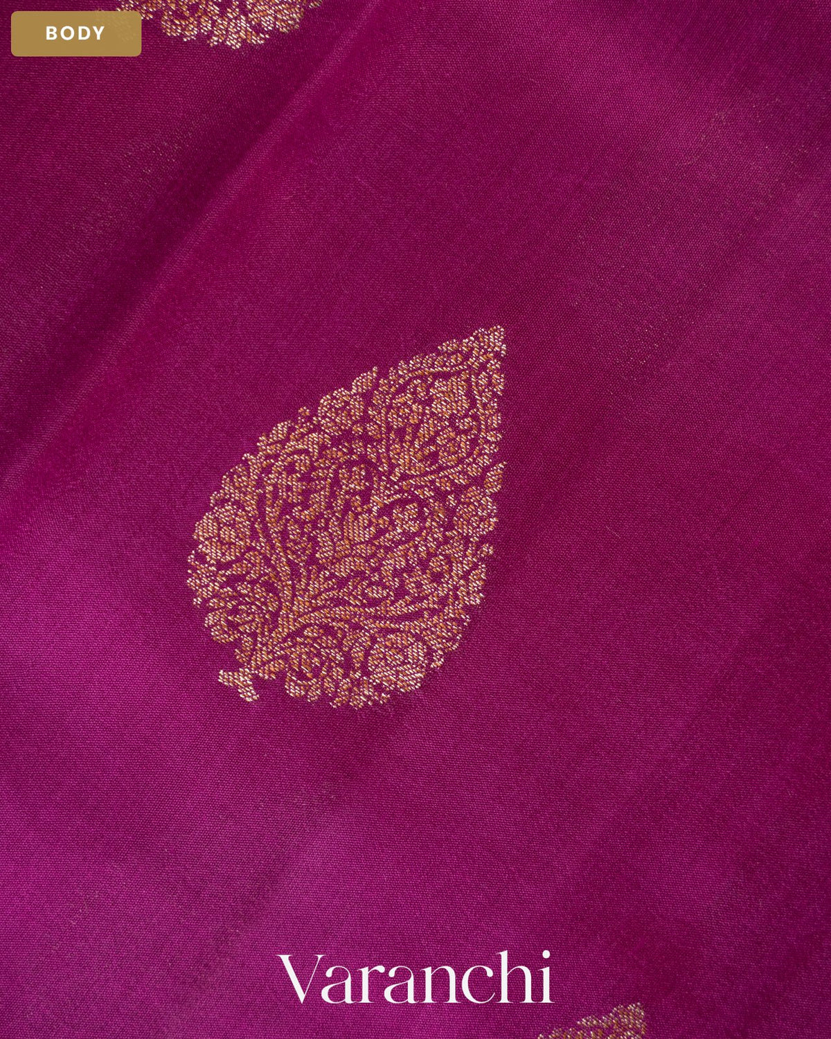 Purple Magenta Pure Chiniya Silk Saree — Body