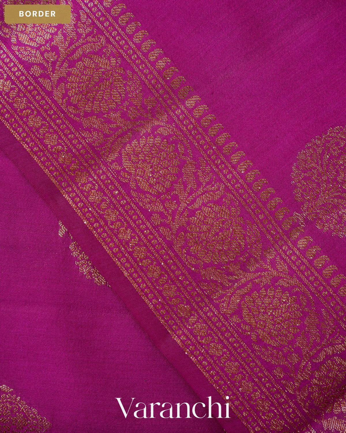 Purple Magenta Pure Chiniya Silk Saree — Border