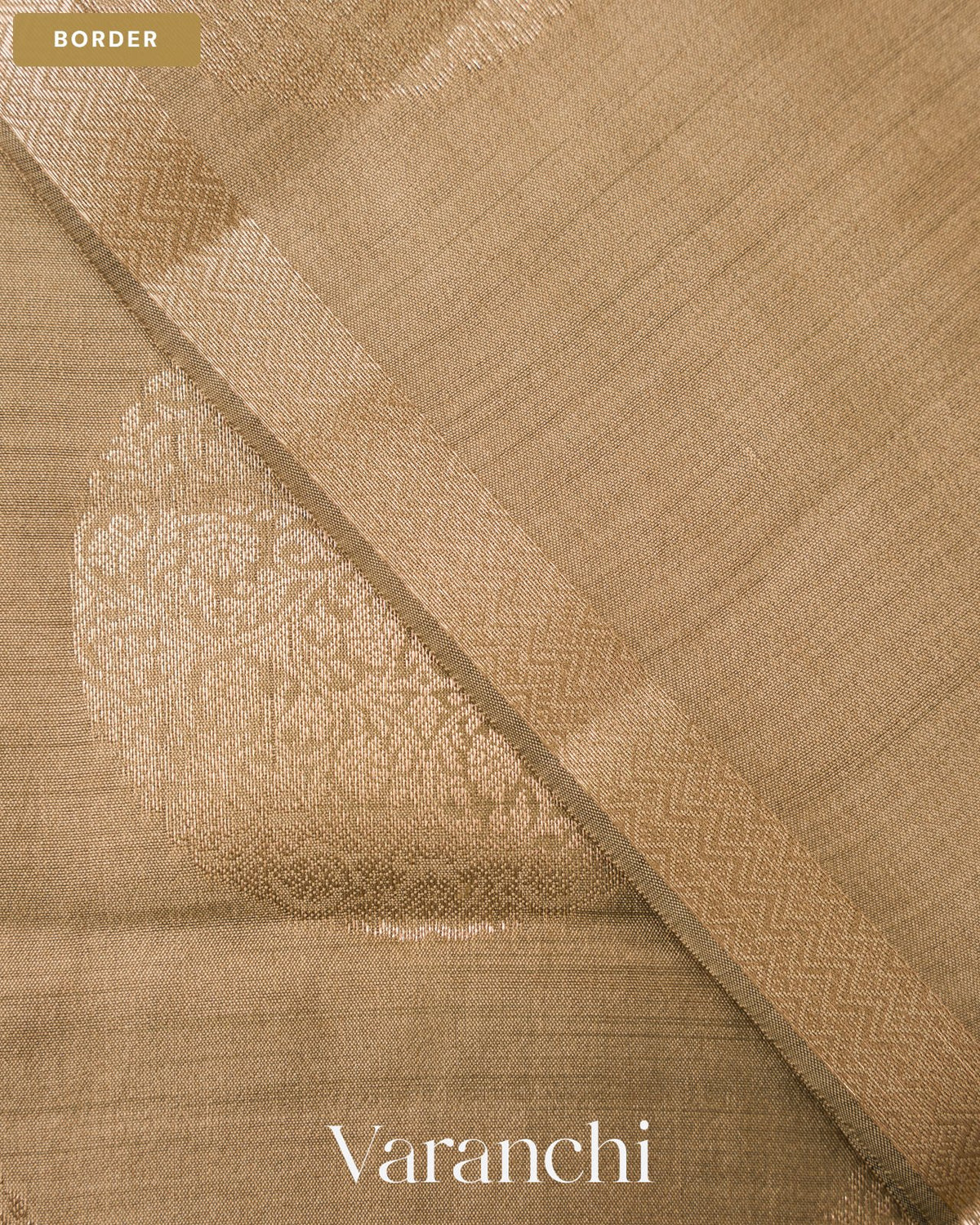 Beige Pure Chiniya Silk Saree — Border