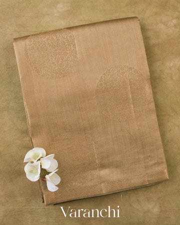 Beige Pure Chiniya Silk Saree — Folded