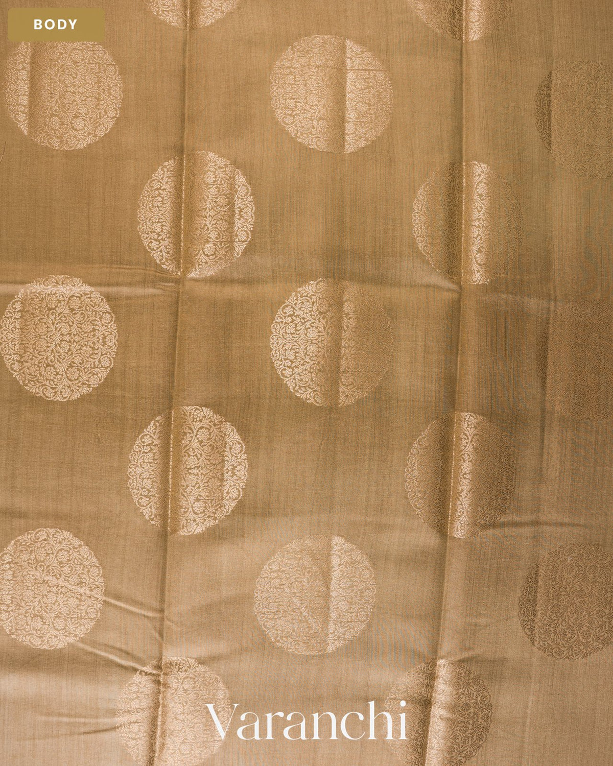 Beige Pure Chiniya Silk Saree — Body