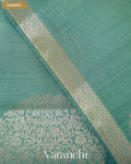 Teal Blue Pure Chiniya Silk Saree — Border