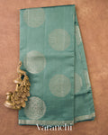 Teal Blue Pure Chiniya Silk Saree — Full Saree
