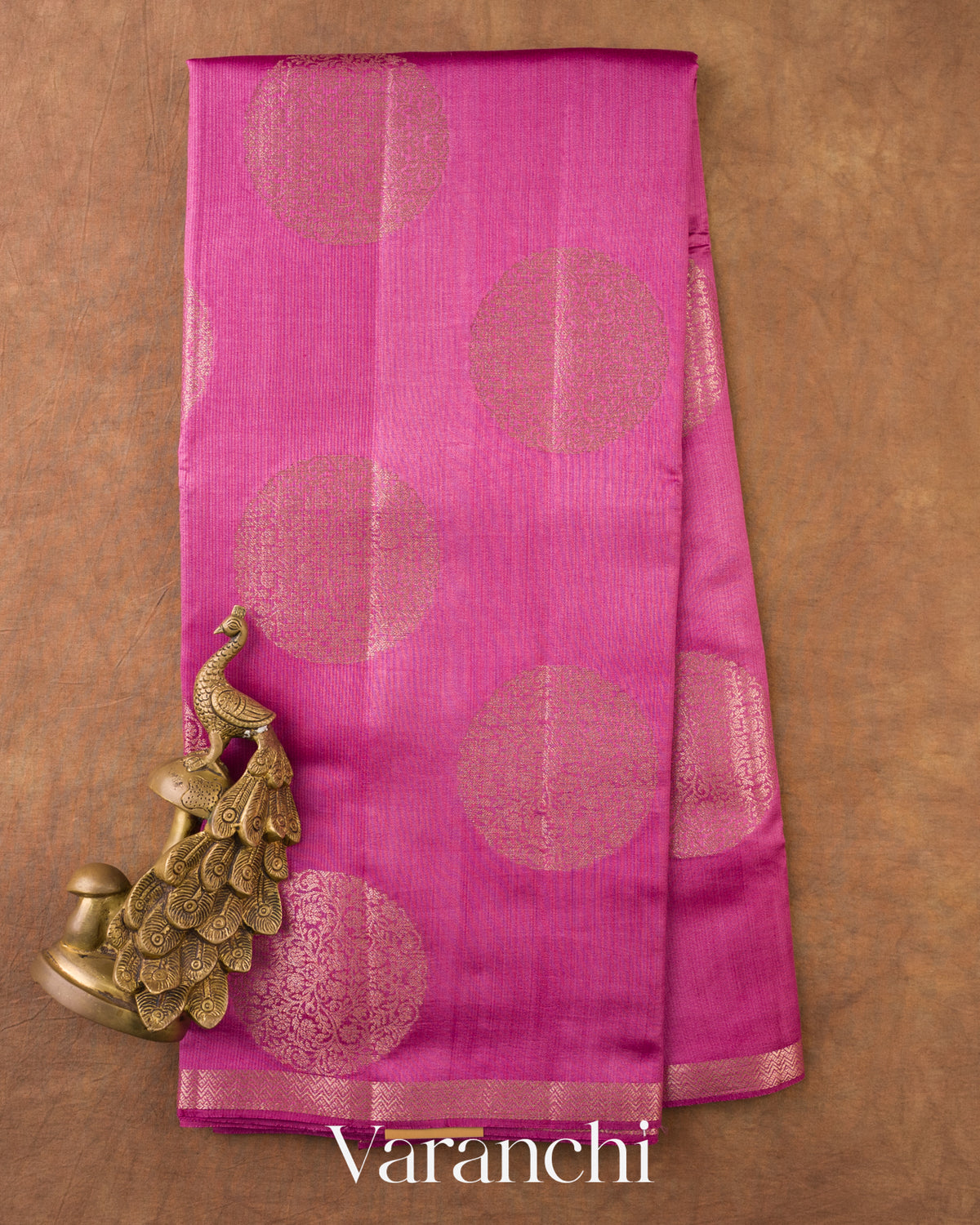 Baby Pink Pure Chiniya Silk Saree — Full Saree