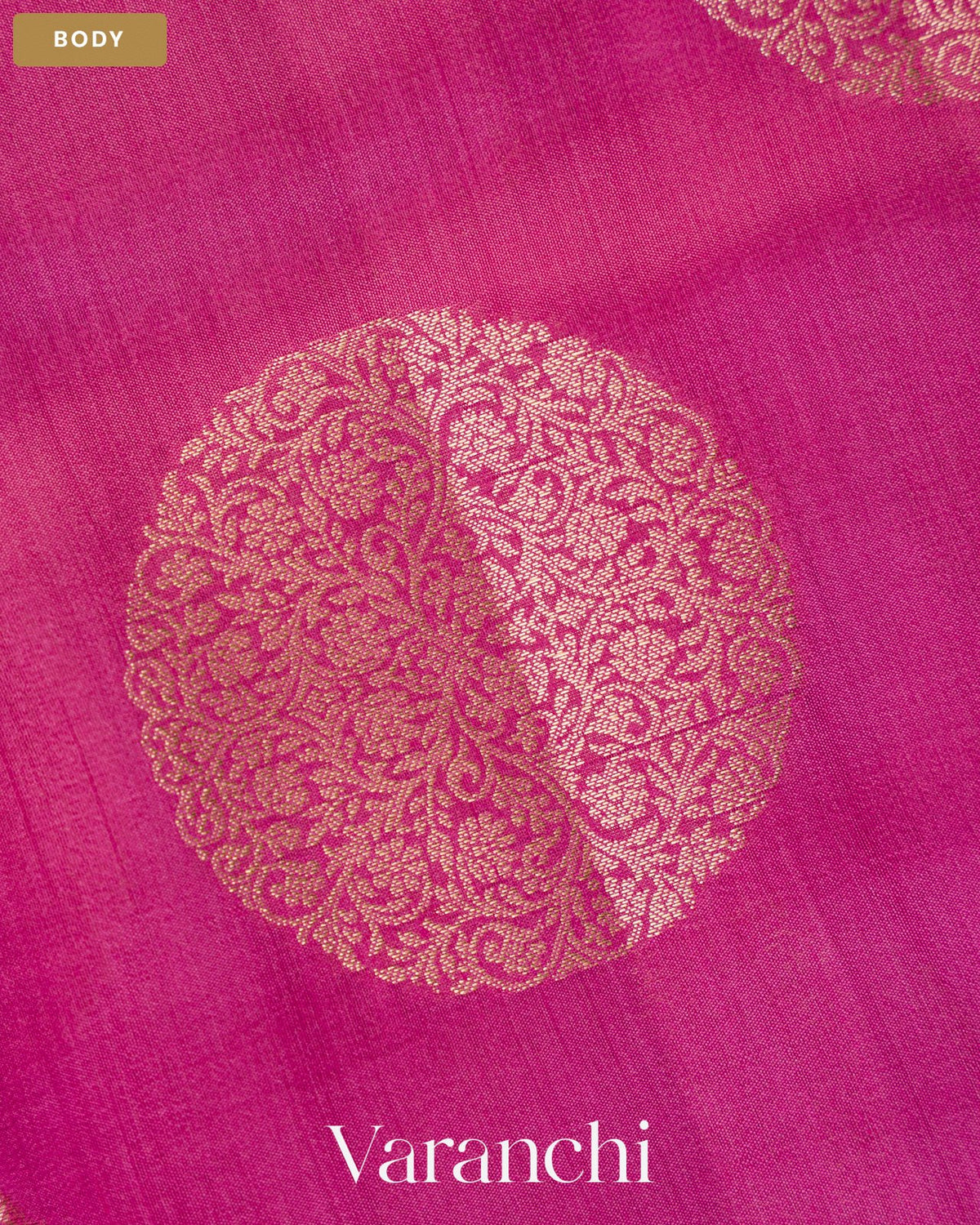 Baby Pink Pure Chiniya Silk Saree — Body
