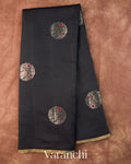 Black Pure Chiniya Silk Saree — Full Saree