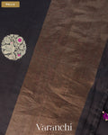 Black Pure Chiniya Silk Saree — Pallu