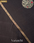 Black Pure Chiniya Silk Saree — Border