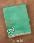Sea Green Pure Chiniya Silk Saree — Folded