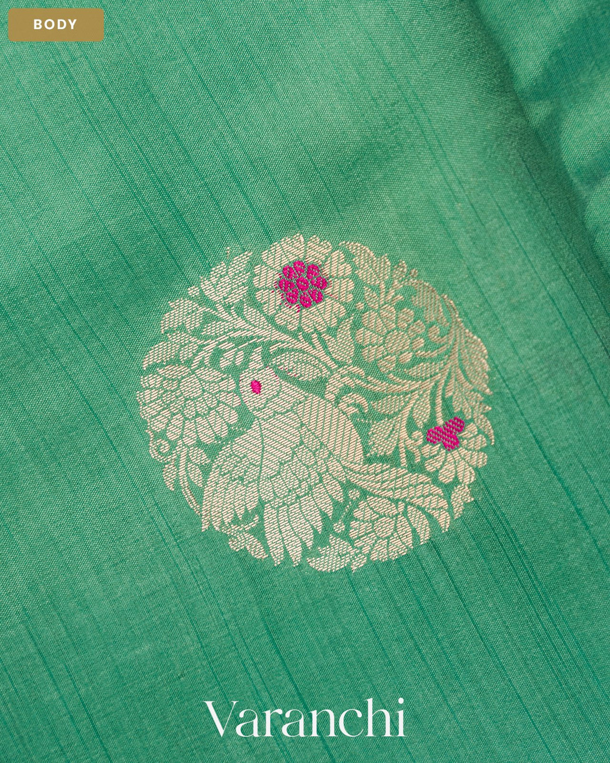Sea Green Pure Chiniya Silk Saree — Body